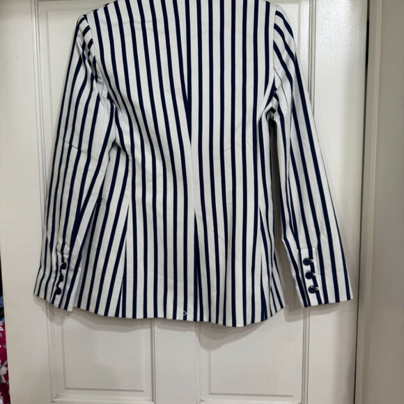 NEW with Tags $595 Alice + Olivia Jacket Navy & White striped sz 8 - Picture 3 of 6